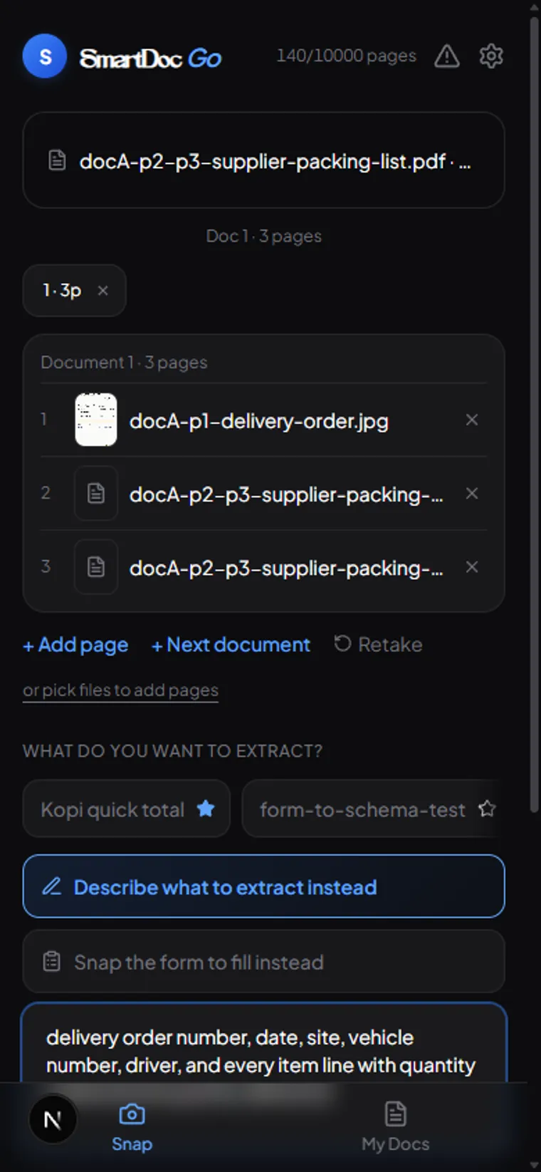 Describing what to extract in plain words, highlighted